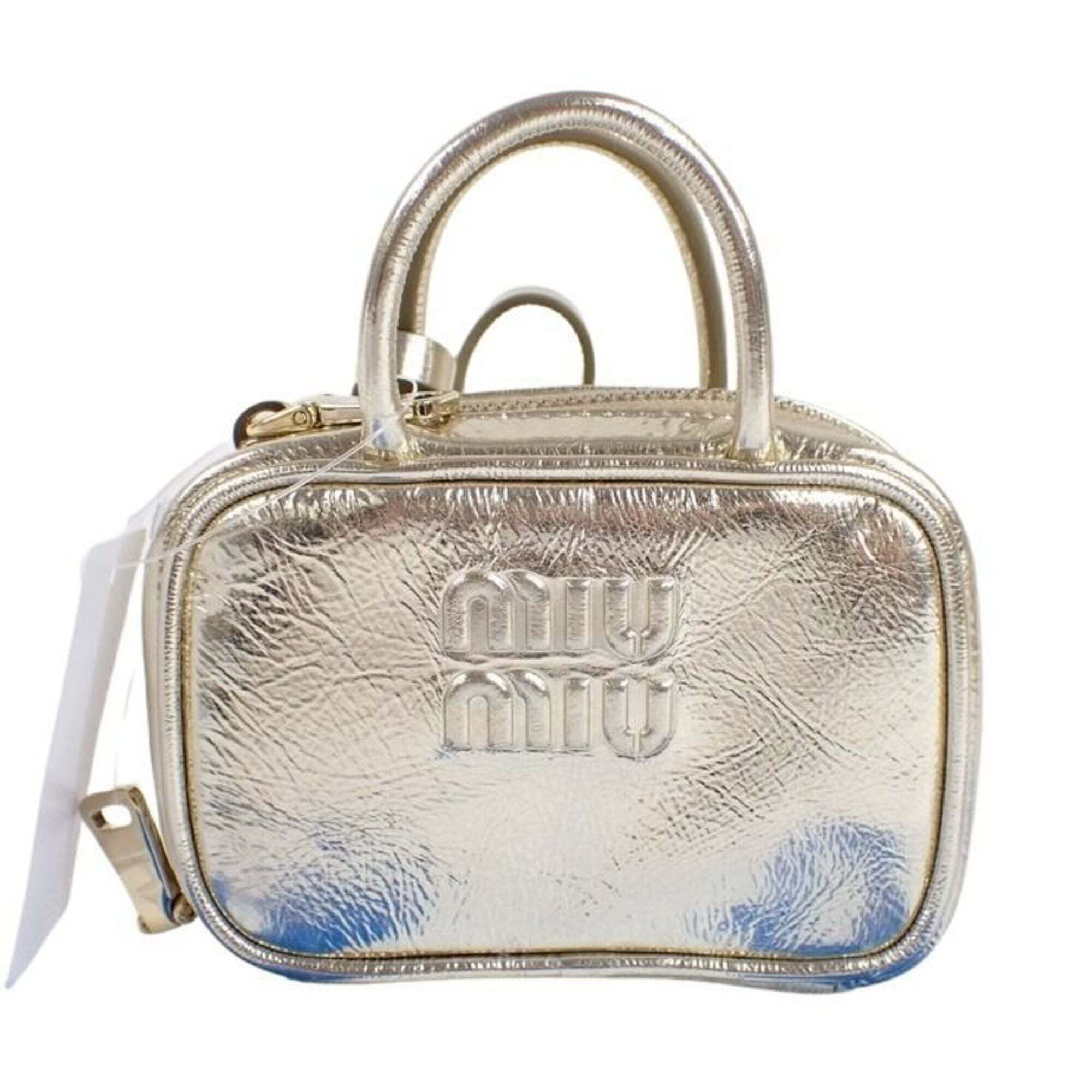 Miu Miu Miu Bag Charm, Micro 5nr036, Gold Leather, Women's Mini Charm.